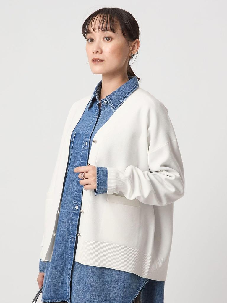 United Arrows Green Label Relaxing Washable Puff Knit Cardigan, 36281190960, 0300, OFF WHITE (03), FREE Shipping