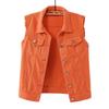 Women Single Breasted Denim Vest Autumn Winter Solid Casual Turn Down Collar Pocket Sleeveless Short Jean Coat Streetwear