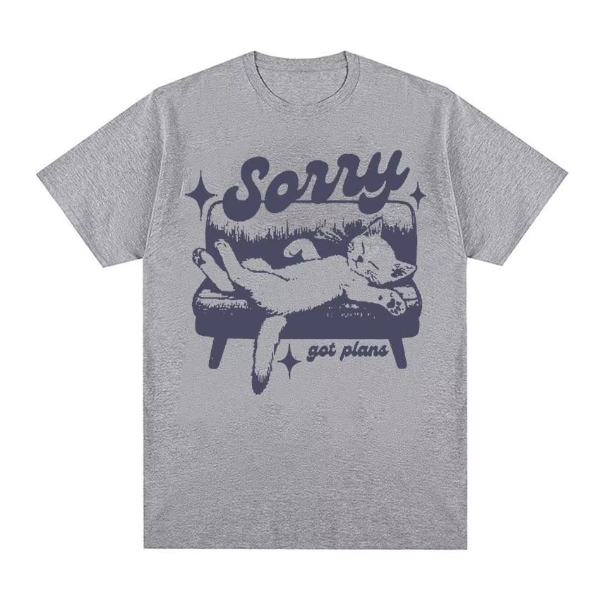 Scusa, Ho Piani Magliette Grafiche Retrò Nostalgia Gatto Top Moda Harajuku T-shirt Uomo Donna Cotone Casual T-shirt Oversize