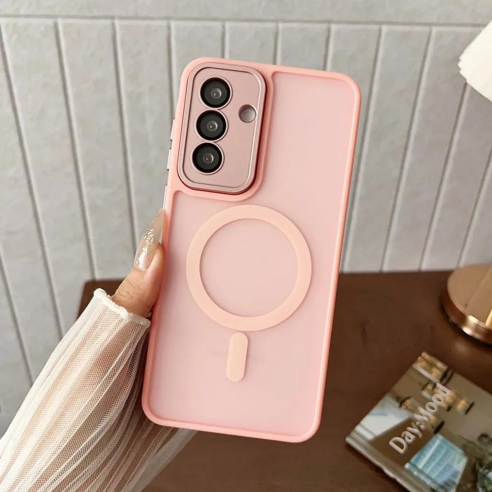 Luksusowe matowe etui magnetyczne do Samsung Galaxy S25 S24 S23 Ultra Plus A36 A35 A56 A55 A26 A16 A15 A06 A05 Pokrowiec z obsługą ładowania bezprzewodowego