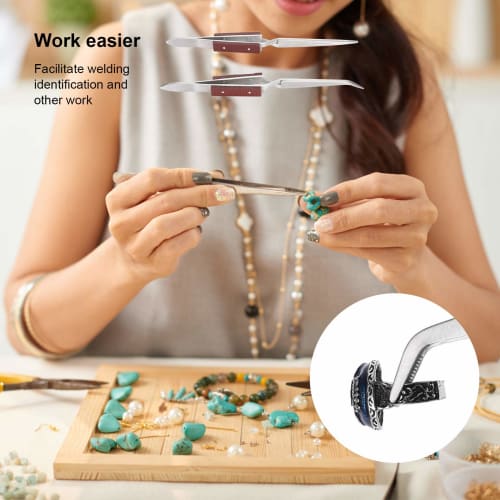 Fiber Grip Soldering Tweezers, Cross Lock Fiber Grip Tweezers, Jewelry Locking Tweezers, Welding Tweezers, Heat Resistant Jewelry Soldering Self-Locki