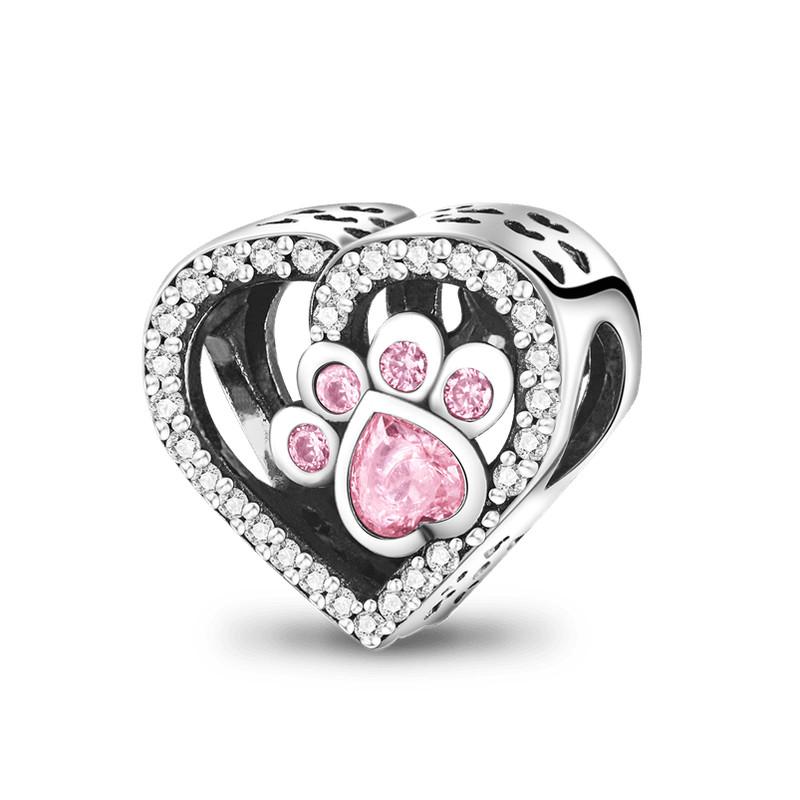 Cute Cat Dogs Charms Fit Fashion Original Bracelets Pet Paw 925 Silver Bulldog Schnauzer Akita Dog Beads DIY Jewelry Making