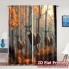 2pcs   2D FLAT PRINTING Curtains (Without Rod) AutumnDeerHaven Light Filtering Chic Curtains Versatile Polyester Curtains All