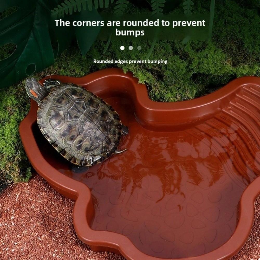 Piscina de Agua de Plástico para Tortugas con Escalera Piscina de Baño Grande para Tortugas Diseño de Paisaje Decoración de Acuario Decoración Hábitat de Reptiles
