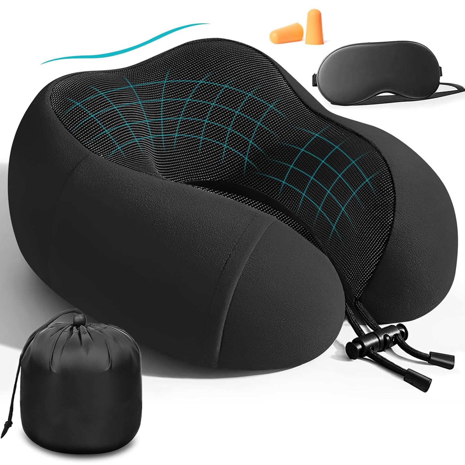 

Sopmco Neck Airplane Travel Memory Foam Perfect for Shinkansen Urethane Travel Portable Neck with Storage Bag [Physiotherapist-Designed] Pillow, чорний