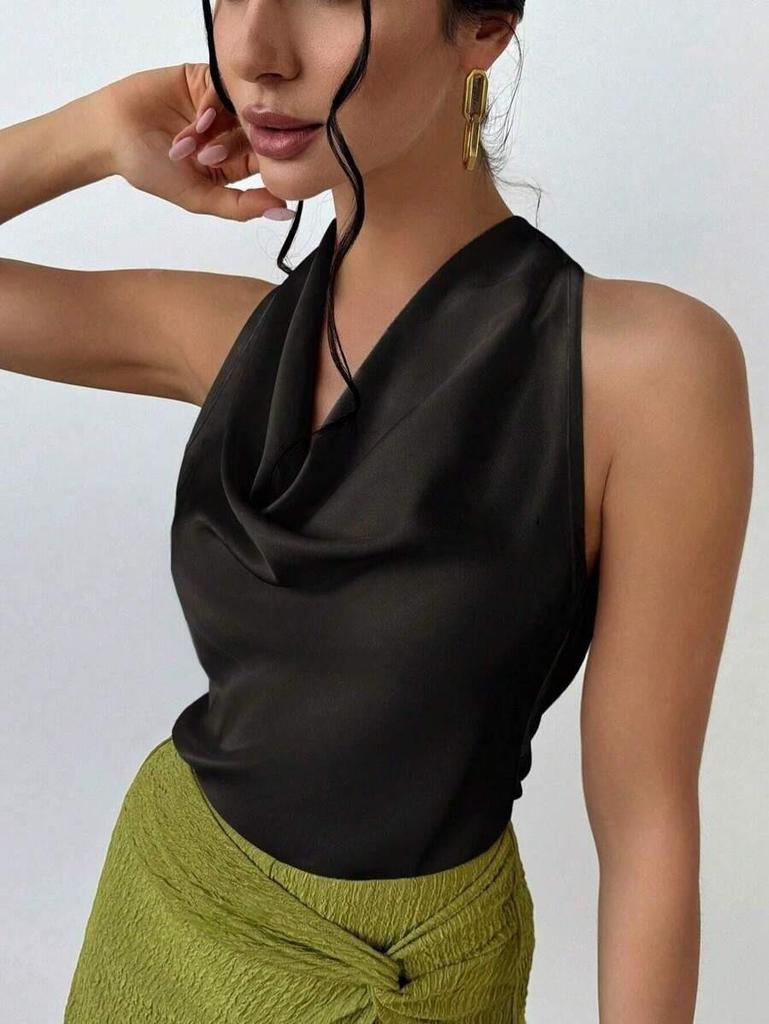 Women's Sexy Sleeveless Satin Shirt - Spring/Summer 2025 Collection