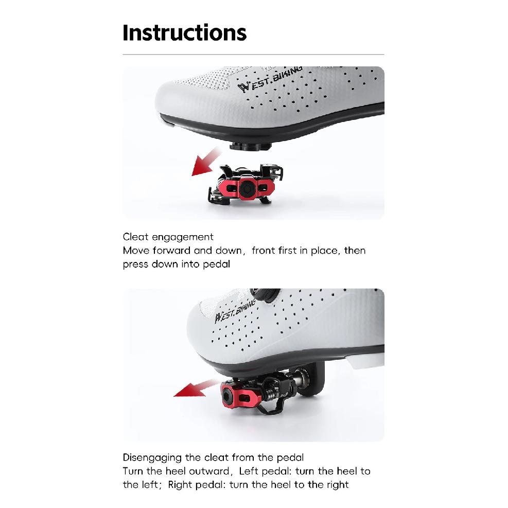 WEST BIKING MTB Self-Locking Pedals Aluminum Alloy Clipless Mountain Bike Pedal Compatible With SPD Double Sealed+Needle Bearing