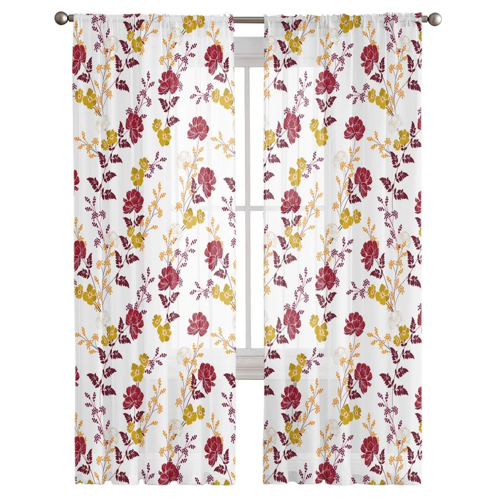 Blomster Blader Tekstur Tyllgardiner Stue Kjøkken Chiffongardin Soverom Balkong Skjærgardin Mote Hjemmeinnredning