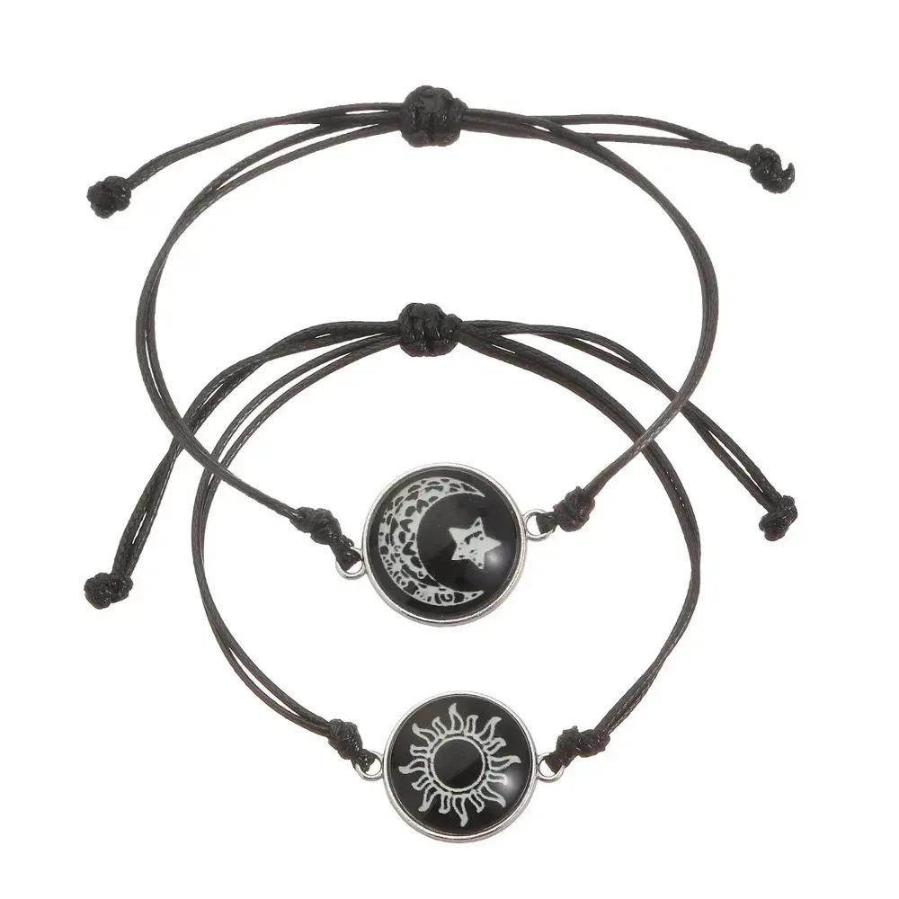 Couples Bracelet for Women Lover Luminous Sun Moon Rope Charm Friendship Girlfriend Party 2 PCS/Set Jewelry Gift