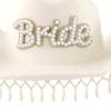 Bachelorettes Party Cowgirl Hat Fringed Pearl Bride Hat Bridal Shower Fedoras Hat