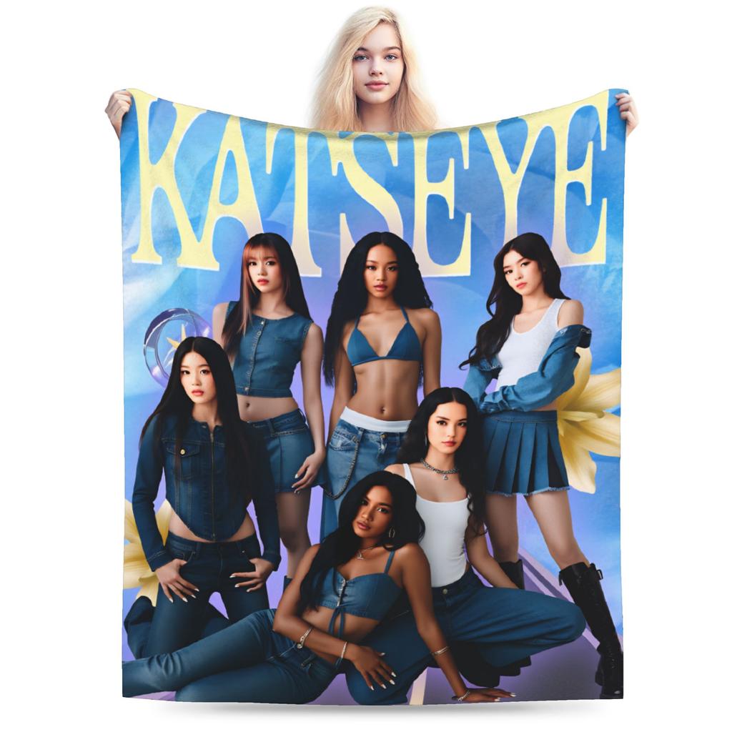 Katseye Kpop hudba Super měkká deka Studentská plyšová přehozová deka Vtipná na pohovku křeslo Flanelové přehozy Potah na pohovku postel