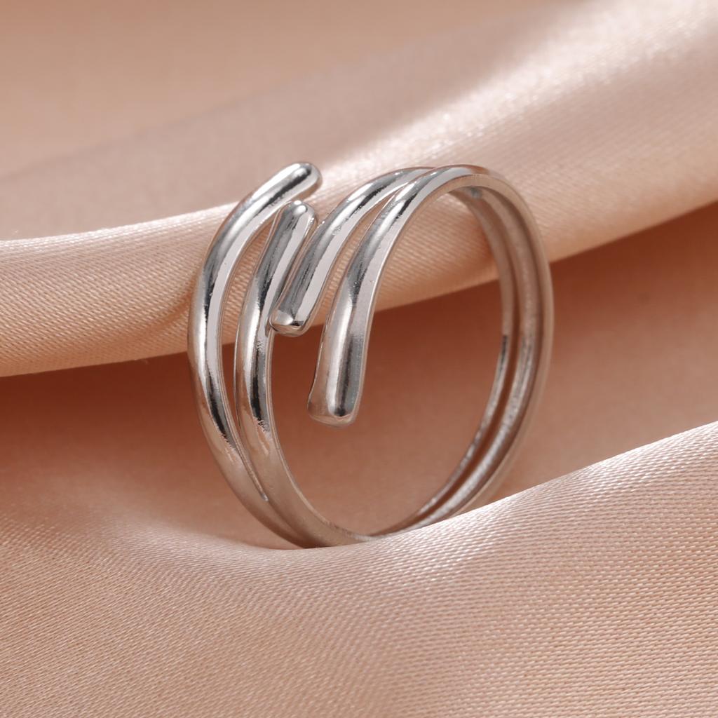 Simple Stainless Steel Gold Color Adjustable Opening Four-strand Open-ended Ring For Women Jewelry Finger Ring Wholesale