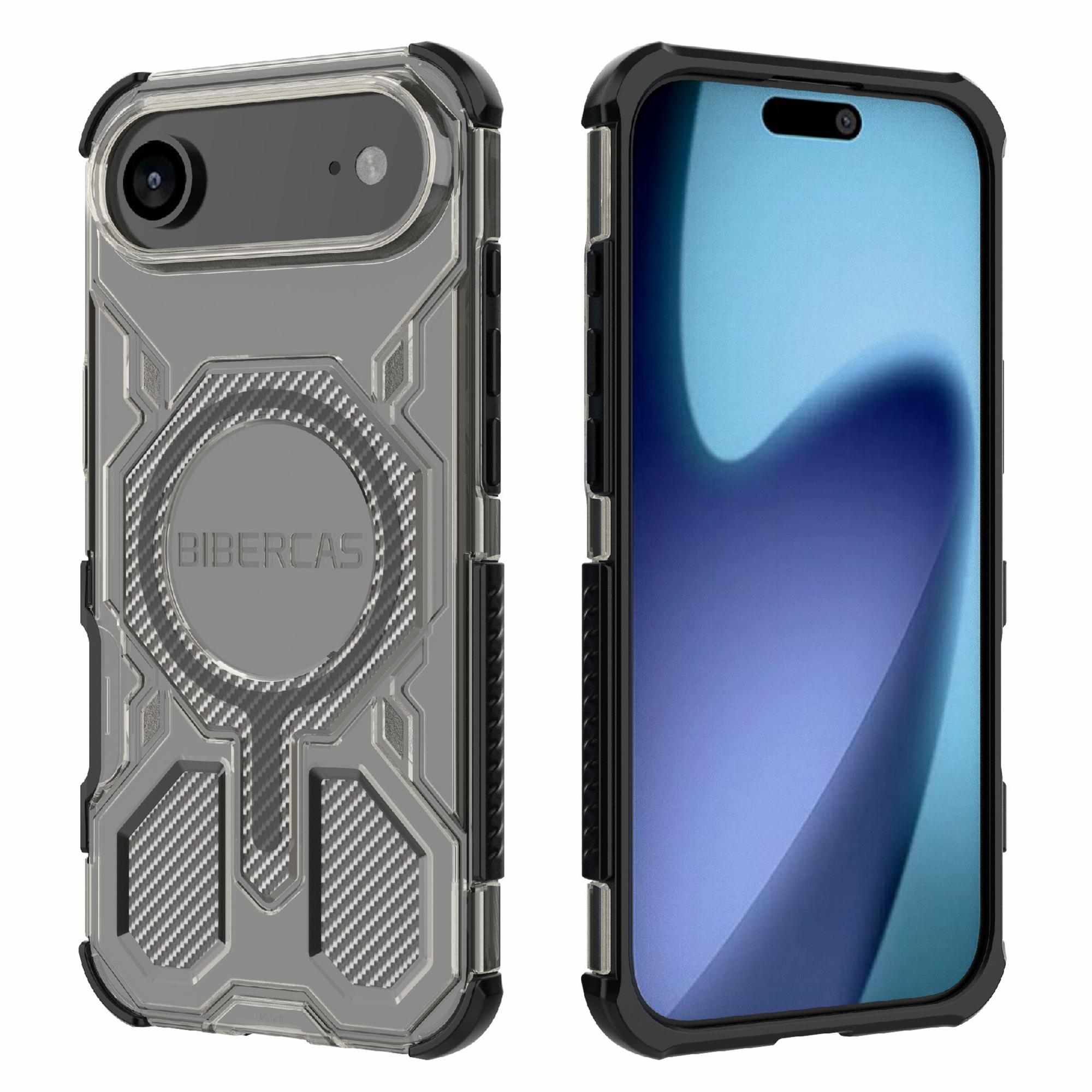 

BIBERCAS J-16 Transparent Series For iPhone 17 Air Case Compatible with MagSafe TPU+PC Phone Cover Black