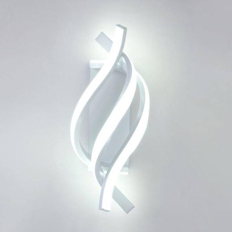 

Curved Spiral Design LED Wall Lamp for Bedroom Bedside Corridor Living Room Staircase Corridor Lighting Fixture Home Decor Light 3 Colors Light білий