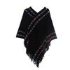 Women's Elegant Knitted Shawl Poncho with Fringed Lightweight Pullover Poncho Sweaters Cape Warm Cozy Knit Poncho Sweater for Women Pullover Cardigan