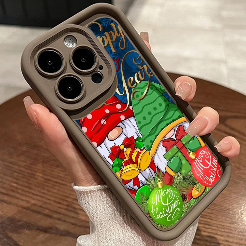 Ae119 Merry Christmas Santa art design Phone Cases for iPhone 16 14 13 11 Pro Max 15 7 8 6 Plus 12 mini XR XS Max SE Angel Eye Ladder Protective Cover