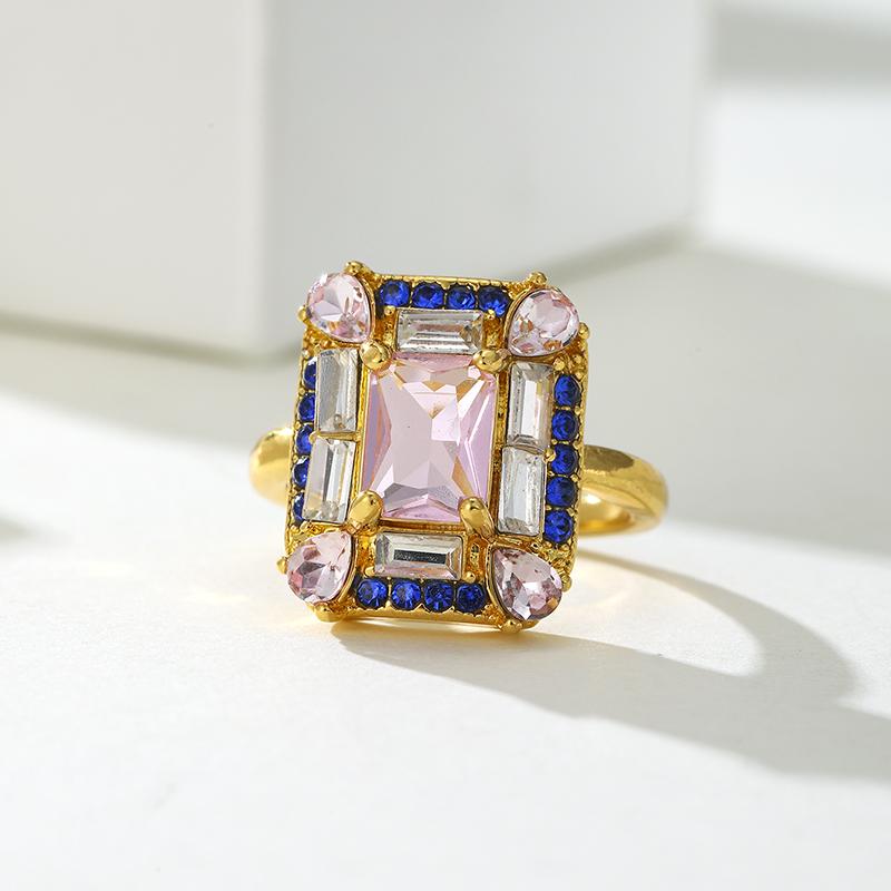 

Luxury Square Pink Blue Women s Zircon Ring High-quality Wedding Party Zircon Suitable for Valentine s Day Gifts 8