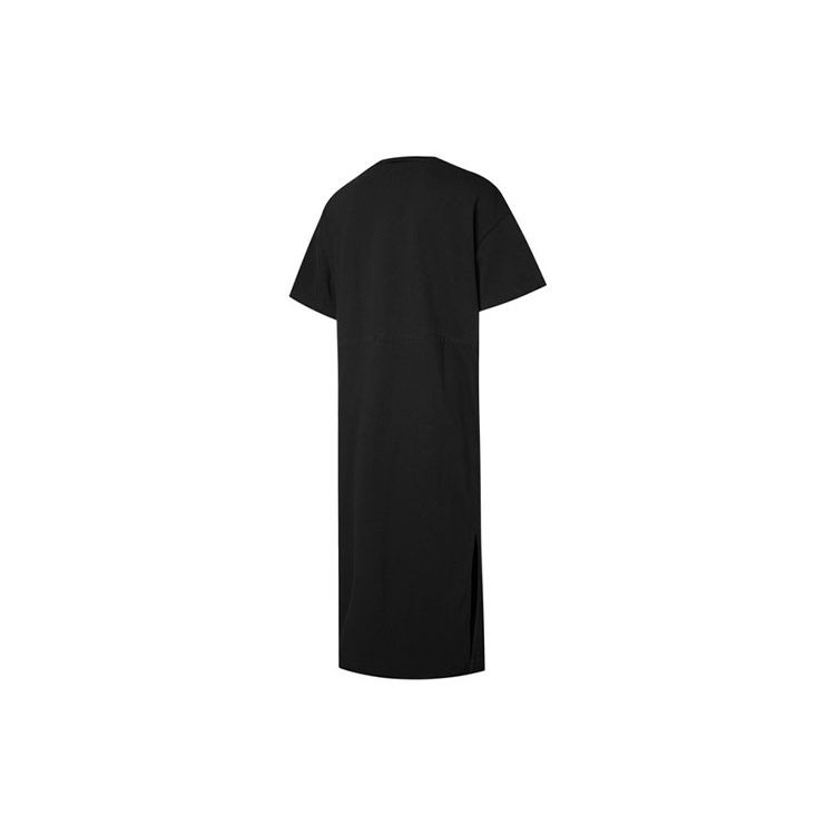 Puma Downtown Drawstring Waist Pocket Round Neck Pullover Sports Casual Short Sleeve Dress Women dress Black 531693-01