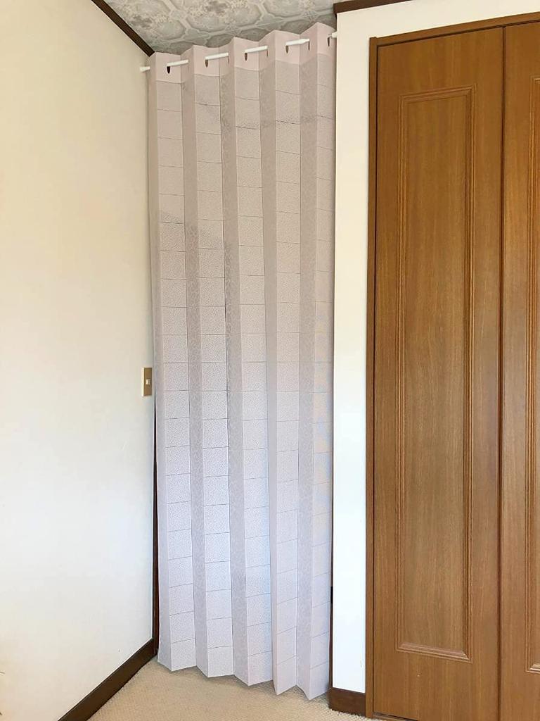 Accordion Room Heat Energy Adjustable 100 X 250 Flower KL31139 Curtain, Divider, Noren, Blocking, Saving, Length, Cm, Stripe, (Ivory CM515)