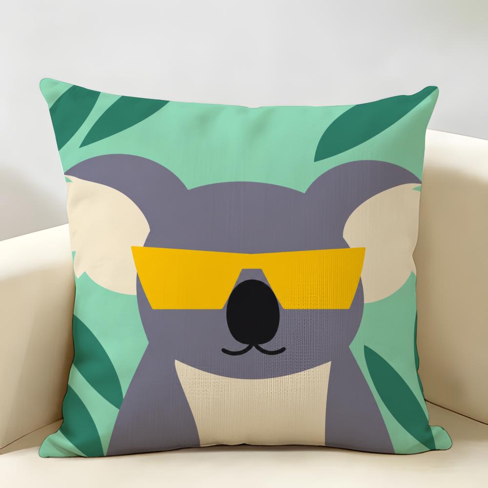 Cartoon Animals Cushion Cover Durable Hypoallergenic Organic Linen Pillow Cover Short Size Washable SkinFriendly