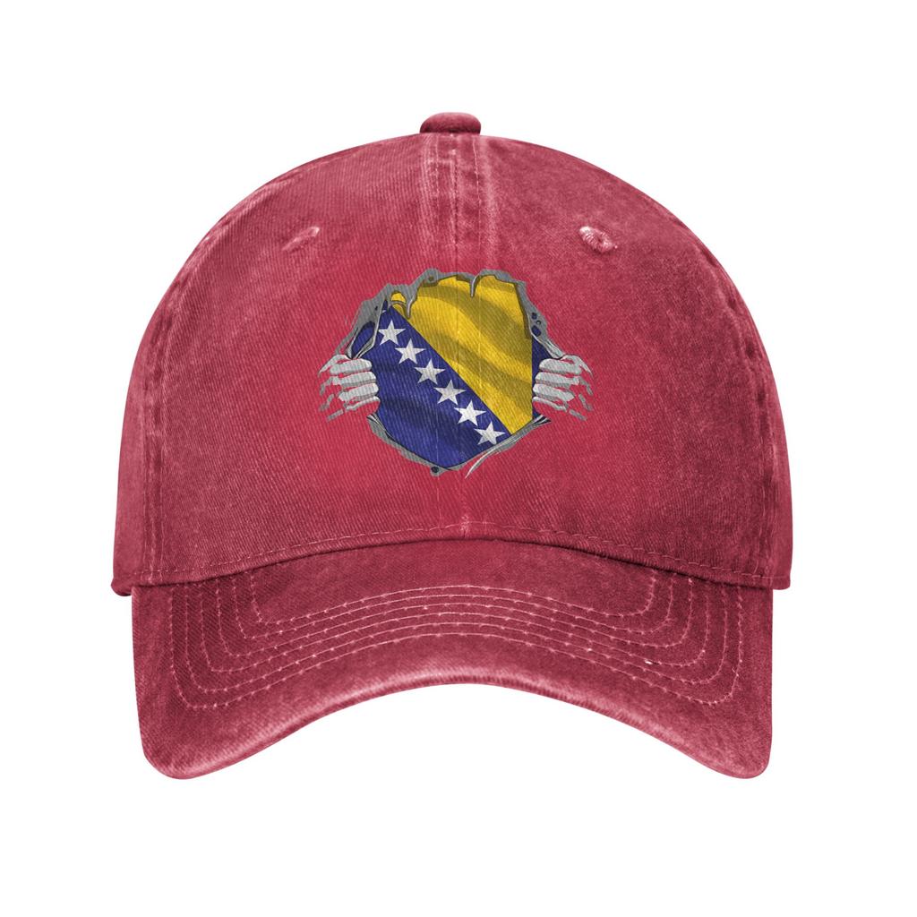 Berretti da Baseball con Bandiera della Bosnia ed Erzegovina Casual in Denim Usurato Copricapo per Unisex Donna Attività Regalo Cappelli Cappellino