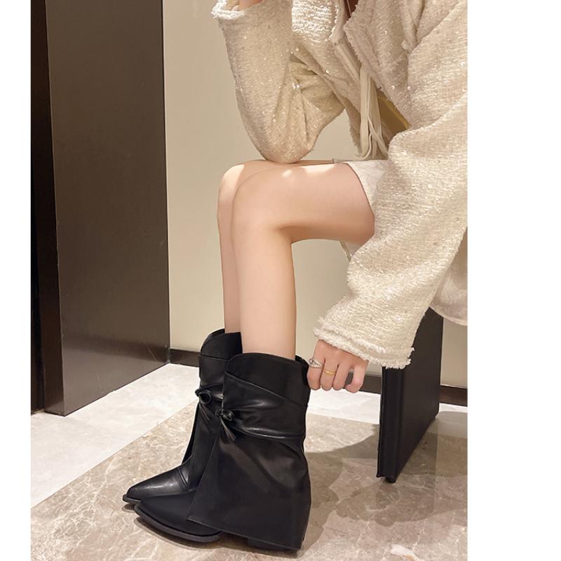 High Appearance Horizontal Sleeve Low Heel Pointed Bow Sexy Fashion All Comfortable Non-slip Breathable Fashion Boots for Women