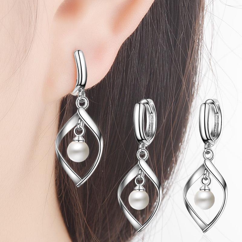 Rotating Love Pearl Dangle Earrings - Women's Twisted Long Fashion Jewelry