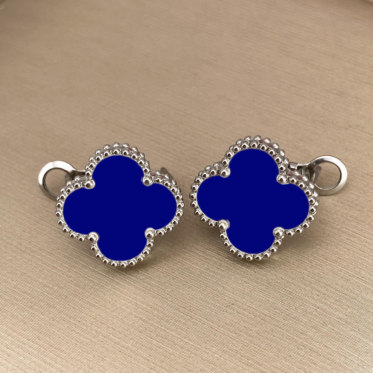 

Серьги-четырехлистный клевер 15 мм с пряжкой из перламутра, полностью радиевый, женские темпераментные простые серьги