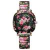 Elastic Quartz Bracelet Watch Stainless Steel Stretch Strap Watch Square Wristwatch  Women
