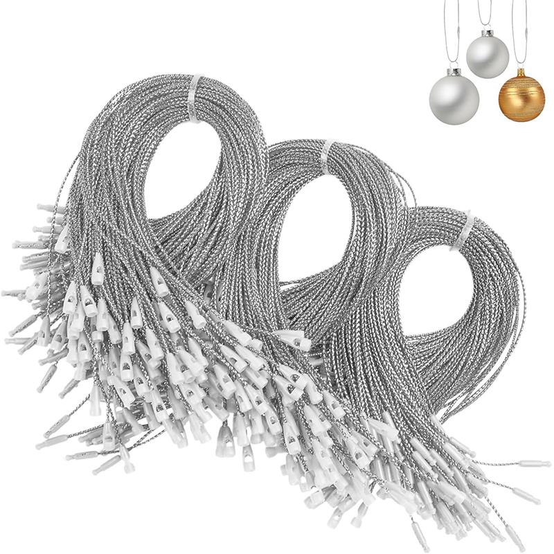 100Pcs 20cm Christmas Decoration Ball Strings Ropes Ribbon Hooks Hanging Christmas Tree Pendant for Home Decor Party New Year