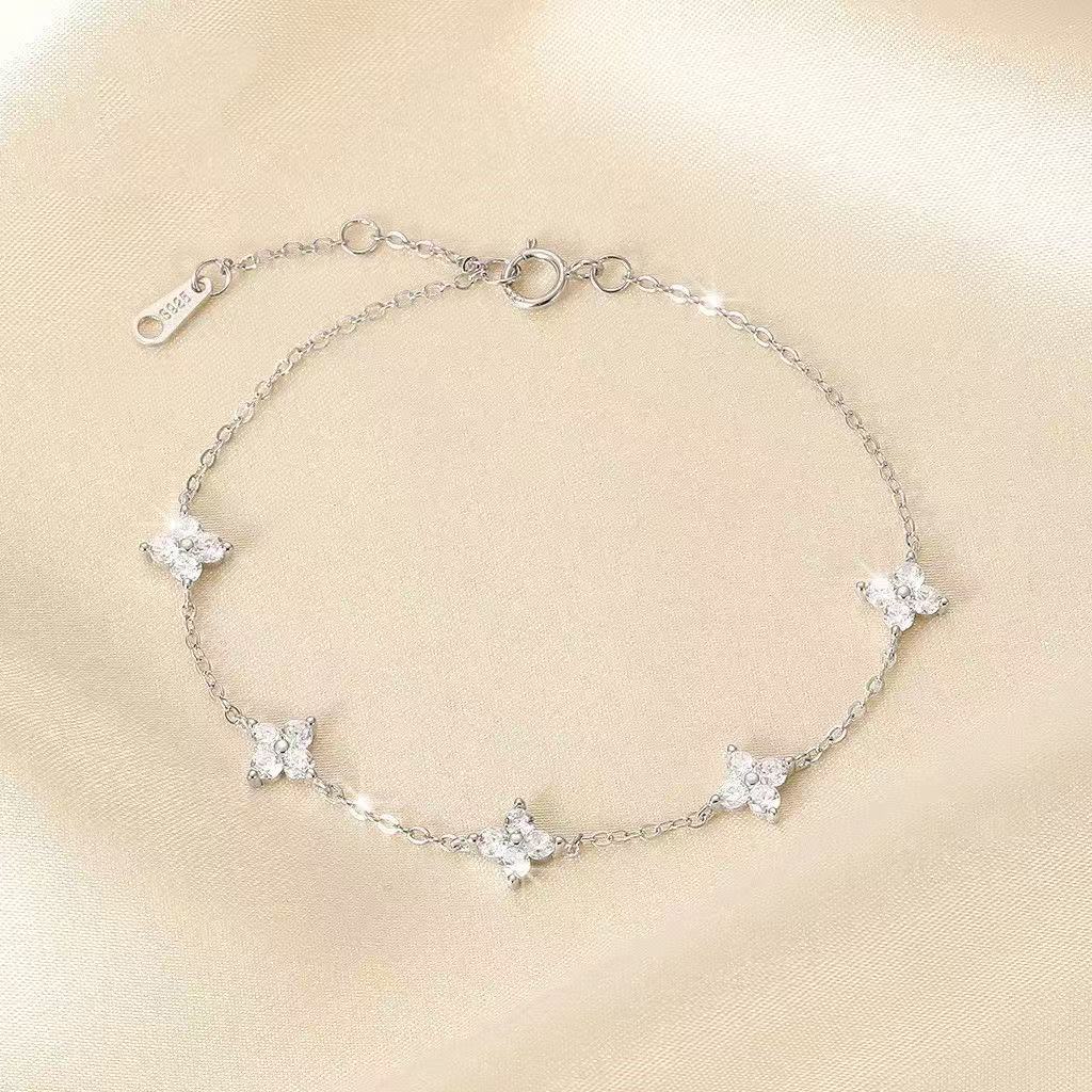 925 Silver Hollow Heart Bracelets For Women Girls Vintage Korean Design Double Layer Beads Bracelet Party Jewelry Gifts