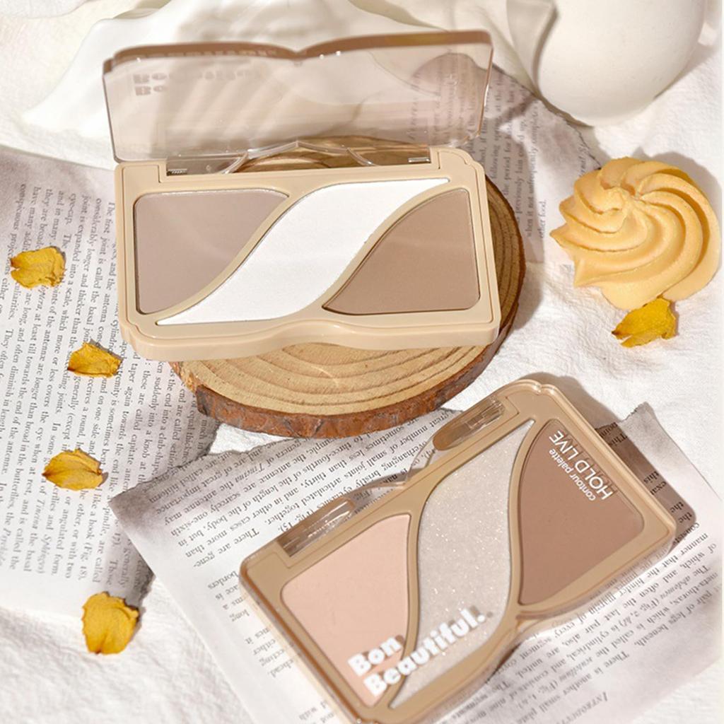 Lynlyulinger Contour Highlight Shading Palette 3-in-1 Face Palette for Dimensional Makeup, Matte Finish, Natural Shading, Waterproof, Sweatproof