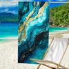 Donkerblauw Marmerprint Strandlaken – Lichtgewicht, Sneldrogend, Super Absorberend Polyester voor Sport, Reizen & Buitengebruik