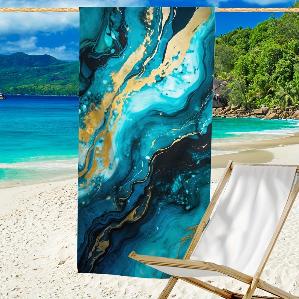 

Dark Blue Marble Print Beach Towel – Lightweight, Quick-Dry, Super Absorbent Polyester for Sports, Travel & Outdoor Use W30*H60(CM)