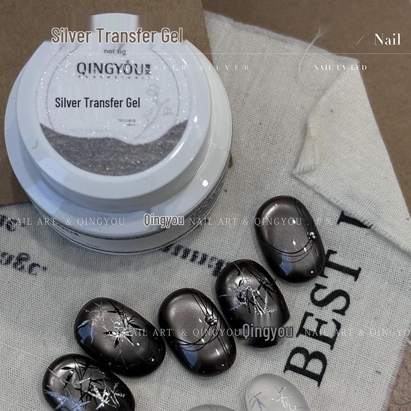 

Высокопигментированный металлический гель-лак для нейл-арта - Серия для переноса и стемпинга серебряный