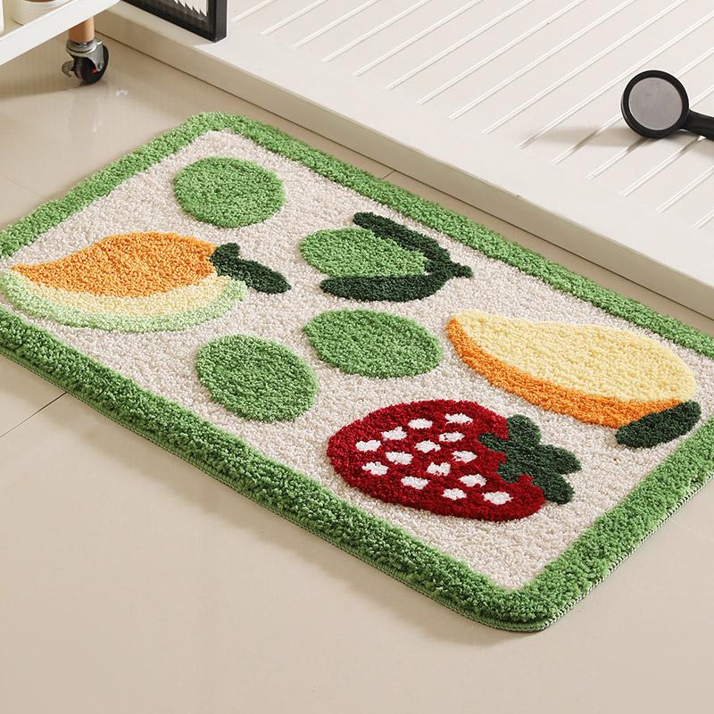 Fruit Flocking Bathroom Floor Mat High-low Velvet Floor Mat Household Bathroom Bathtub Bathroom Carpet Toilet Floor Mat Home