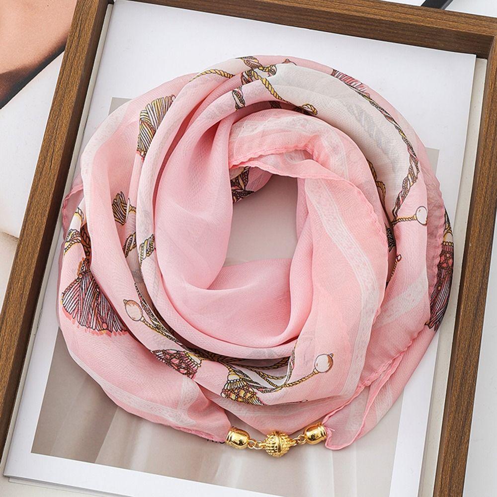 Luxury Silk Scarf Magnetic Buckle Headscarf Fashion Headscarves  Spring
