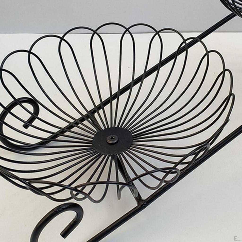 2 Tier Fruit Basket Bowl Metal Wire Holder, Party Minimalist Space Saving Wrought Iron