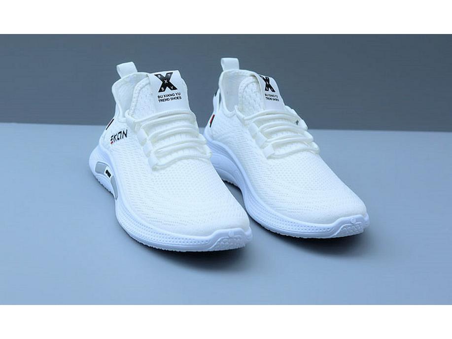 2025 Men's Breathable Trendy Mesh Running Sneakers - Versatile Soft Sole Casual White Shoes