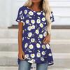 Túnicas Casuales Informales para Mujer con Estampado, Cuello Redondo, Dobladillo Irregular y Manga Corta