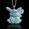 Natural Grade A Blue Jade Pikachu Pendant - Cute Unisex Ice Seed Jade Cartoon Design