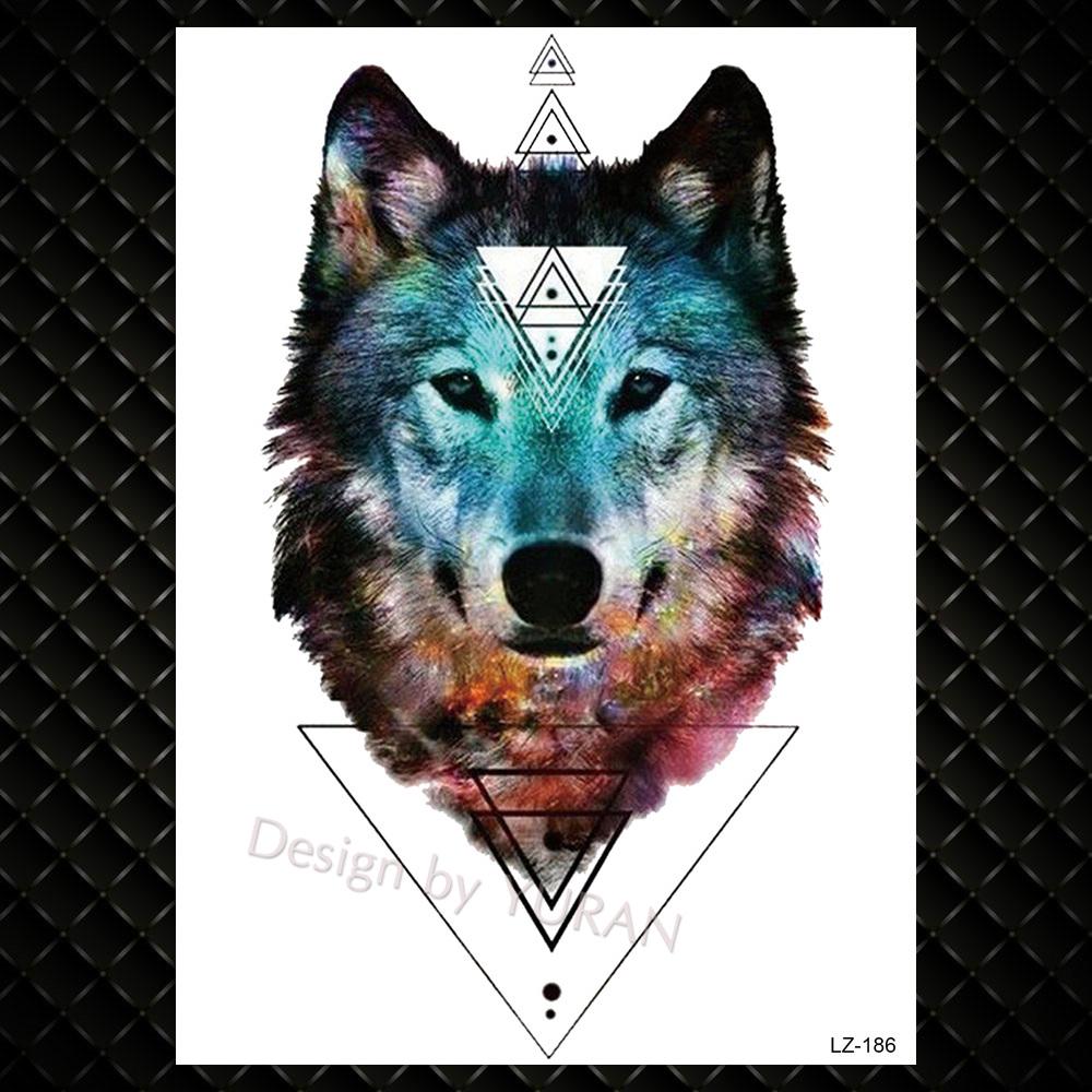 Night Forest Werewolf Tattoos For Men Women DIY Realistic Temporary Tattoos Geometric Fake Wolf Scorpion Tatoo Paper Stickers