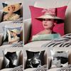 B=Beauty A-Audrey H-Hepburn Pillow Case Anti-dustmite Pillowcase Invisible Zipper Silky Short Plush Sofa Cushion Cover