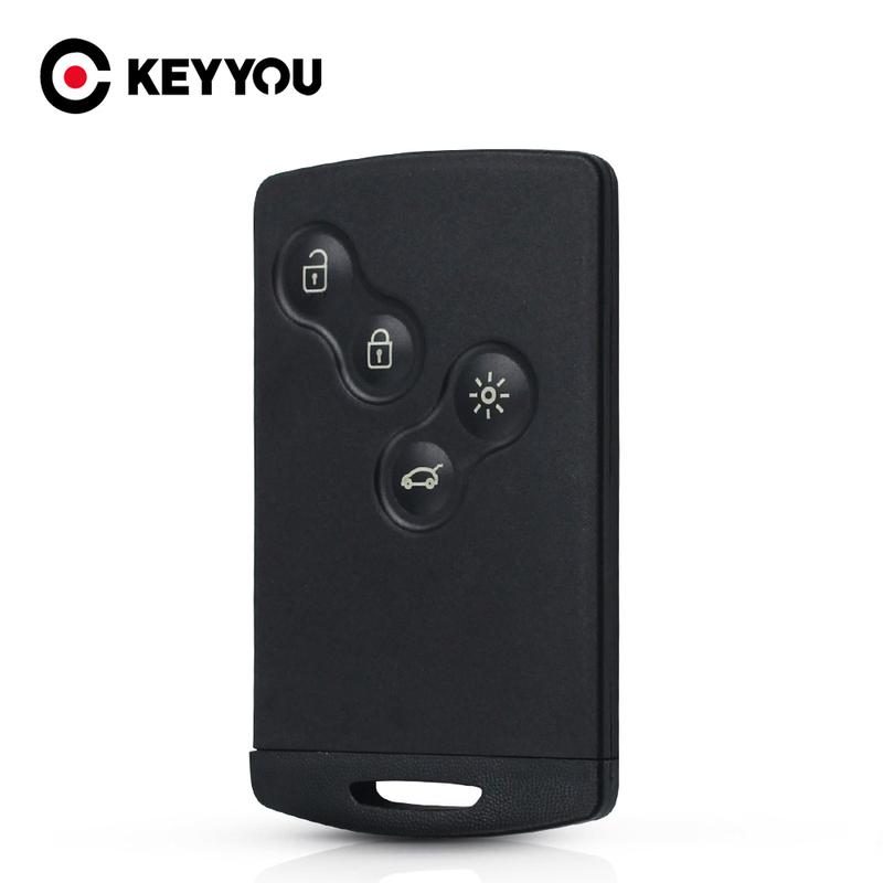 KEYYOU 4 Buttons Remote Smart Card Key Shell For Renault Laguna Koleos Megane Fob Original KeyCase WIth ert Small Key Blade