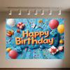 Colourful Happy Birthday Theme Backdrop Supplies 3D Ballon Background Banner Kids Birthday Party Decorations Photo Shoot Props