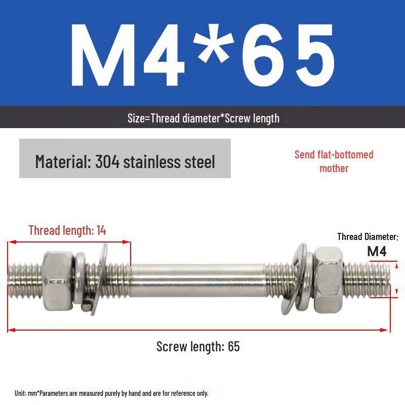 Yishuxiang 304 Stainless Steel Double-Ended Stud Bolt & Nut Set