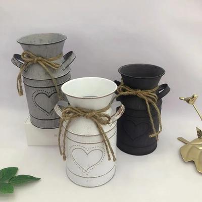 Vază cu flori cu design la modă Vază rustică pentru fermă, cutie de lapte galvanizată din metal, vază franceză pentru decorațiuni interioare
