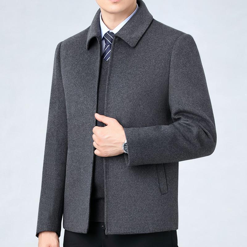 Men's Winter Double-Sided Wool Lapel Jacket with Cashmere Inner Layer - Dad Style