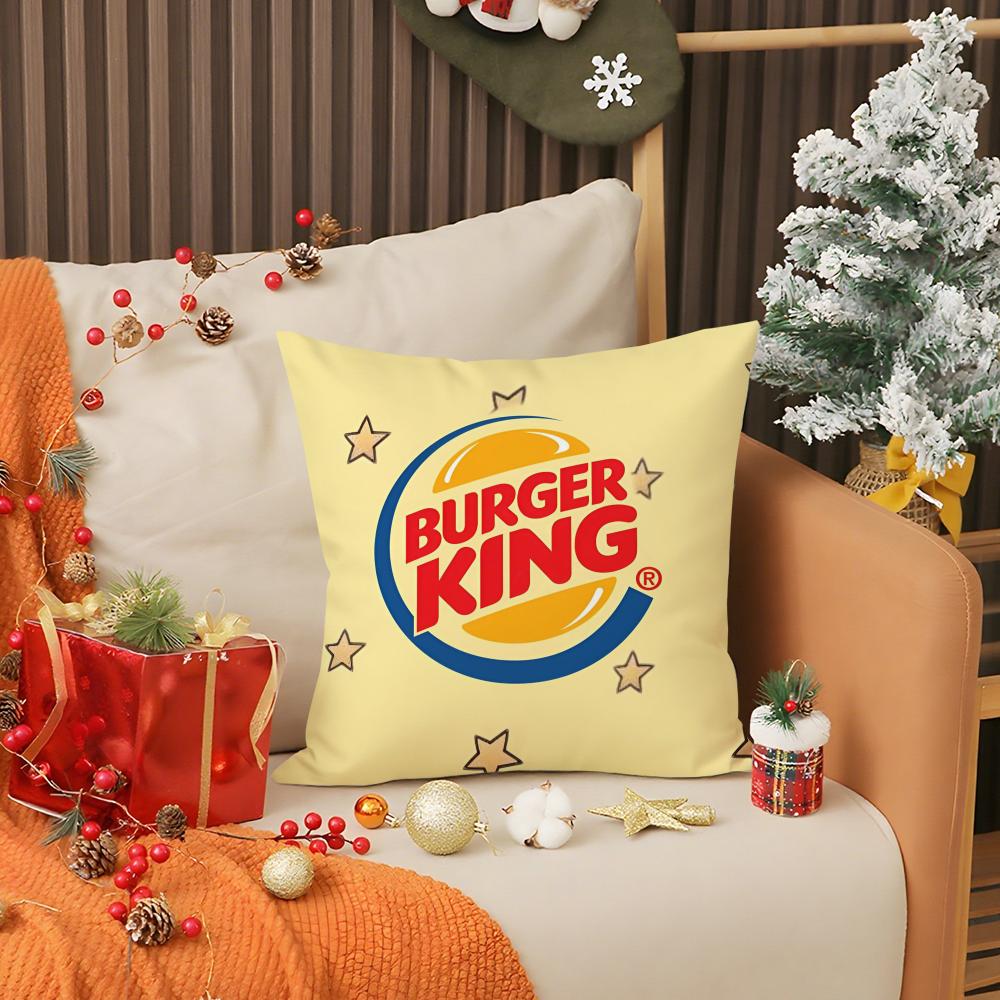 Food b-Burger King Pillow Case Anti-dustmite Pillow Invisible Zipper Silky Short Plush Sofa Cushion Cover