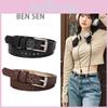 Pu Womens Leather Belt No Punching Required With Silver Buckle And Design Hollow